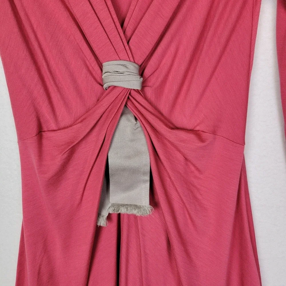 Paule Ka Womens Modal Silk Jersey Knot Midi Dress Size 36 Pink Stretch Summer - Picture 8 of 9